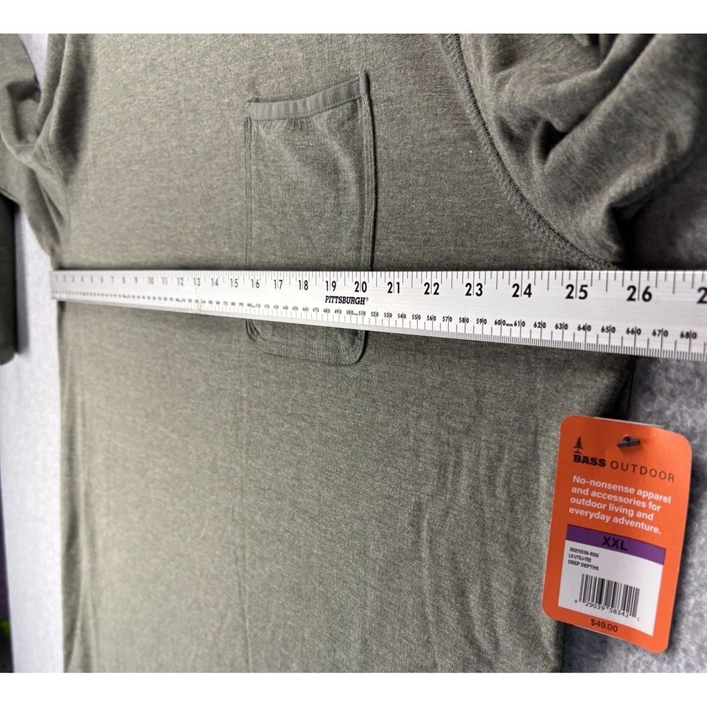 NWT Bass Outdoor Mens XXL Deep Depths Green Long Sleeve Utili-Tee Pocket Shirt‎ - Picture 12 of 12